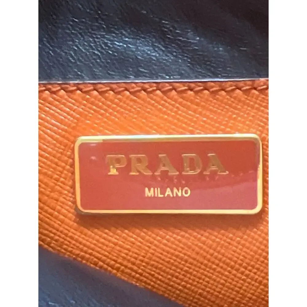 Prada Womens Orange Saffiano Leather Triple Pocket Convertible Tote Bag 13x10 In - Picture 12 of 16